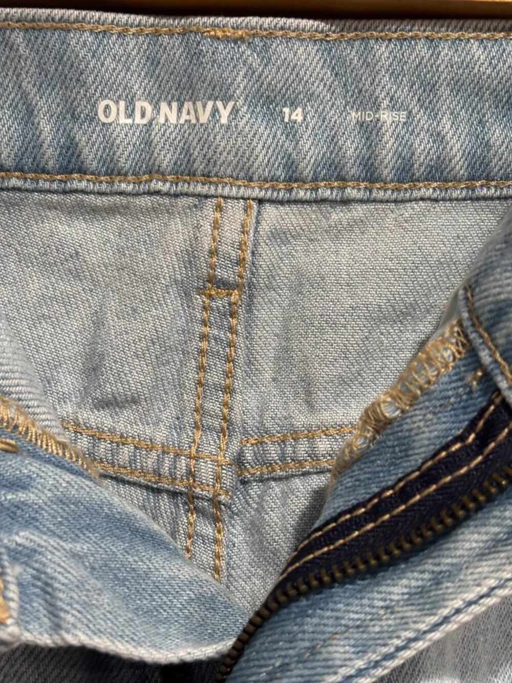 Old Navy women's Baggy Lt Blue denim mid Rise shorts SZ: 14